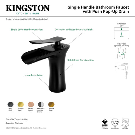 Fauceture LS8420QLL Executive Single-Handle Bathroom Faucet, Matte Black
