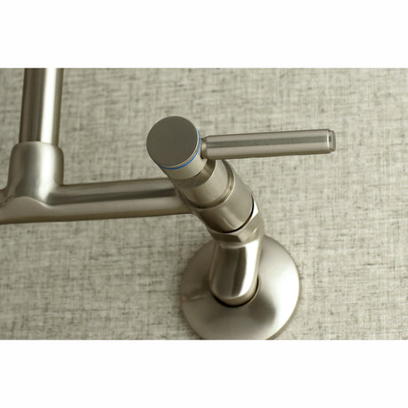 Kingston Brass Concord 8-Inch Adjustable Center Wall Mount Kitchen Faucet, Brushed Nickel