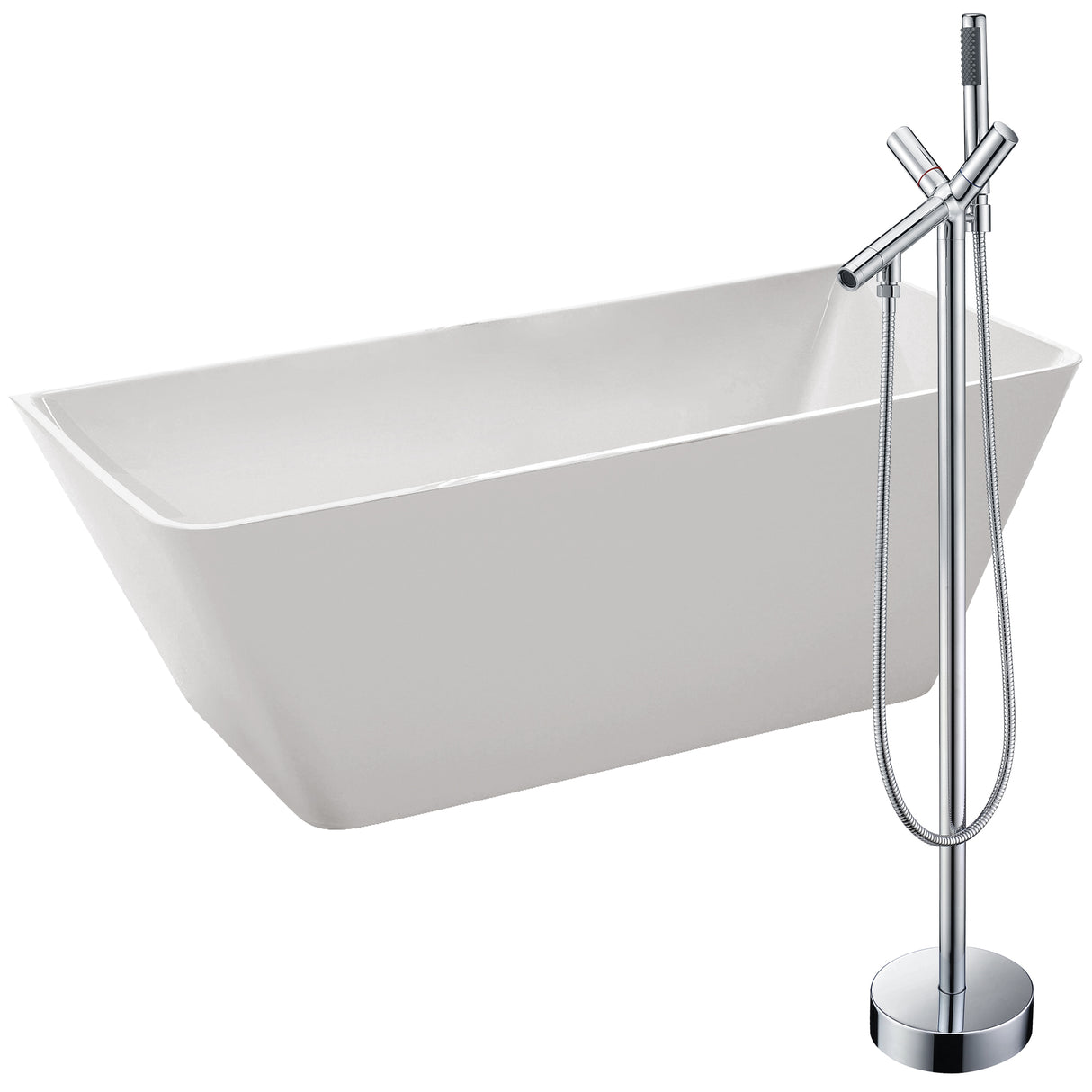 ANZZI FTAZ099-0042C Zenith 67 in. Acrylic Soaking Bathtub in White with Havasu Faucet in Polished Chrome