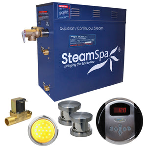 SteamSpa Indulgence 12 KW QuickStart Acu-Steam Bath Generator Package with Built-in Auto Drain in Brushed Nickel IN1200BN-A