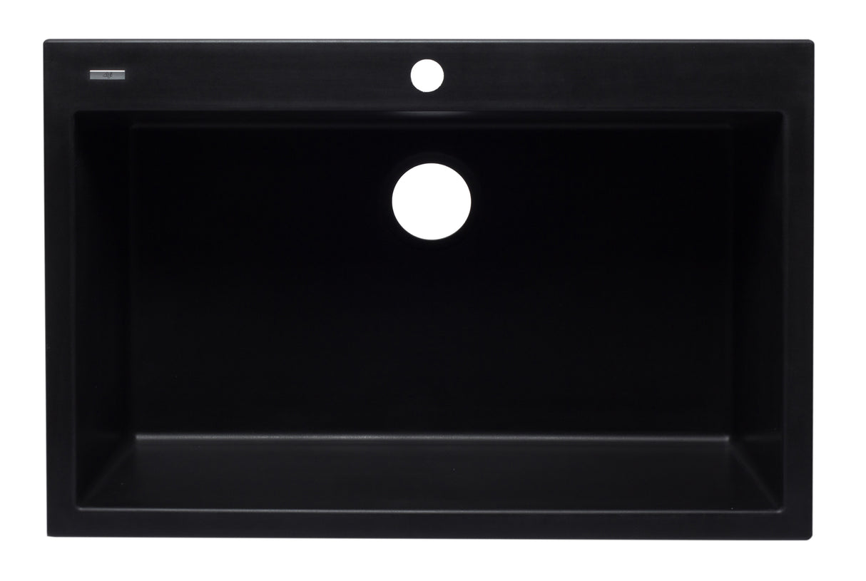 ALFI brand AB3322DI-BLA Black 33" Single Bowl Drop In Granite Composite Kitchen Sink