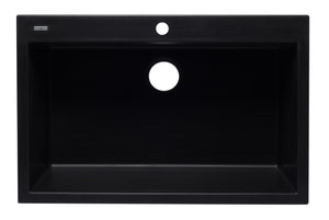 ALFI brand AB3322DI-BLA Black 33" Single Bowl Drop In Granite Composite Kitchen Sink
