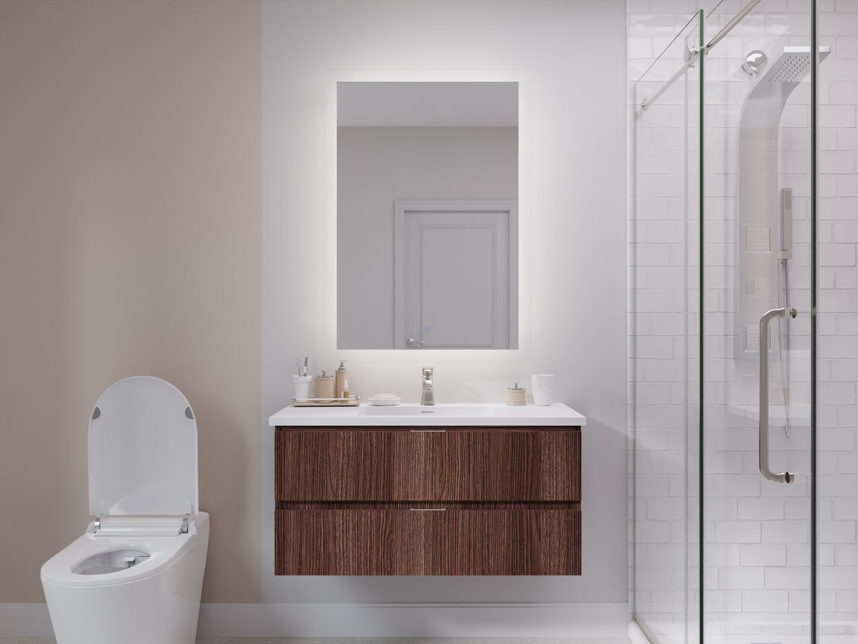 ANZZI VT-CT39-DB Conques 39 in W x 20 in H x 18 in D Bath Vanity in Dark Brown with Cultured Marble Vanity Top in White with White Basin