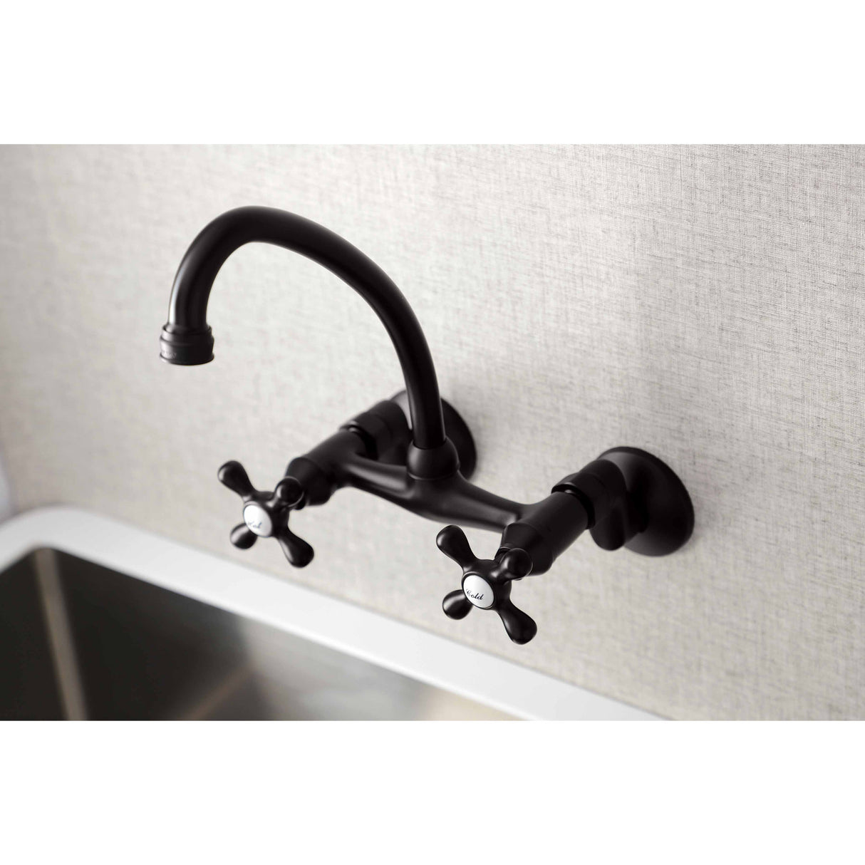 Kingston Brass KS214ORB Kingston Two Handle Wall Mount Kitchen Faucet, Oil Rubbed Bronze