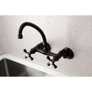 Kingston Brass KS214ORB Kingston Two Handle Wall Mount Kitchen Faucet, Oil Rubbed Bronze