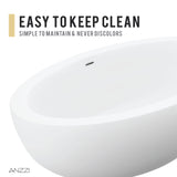 ANZZI FT-AZ504 Lusso 6.3 ft. Solid Surface Center Drain Freestanding Bathtub in Matte White