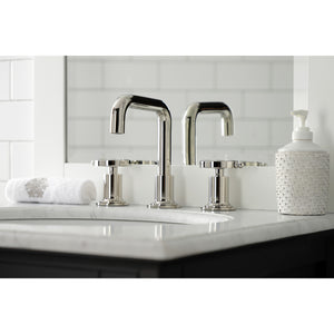Kingston Brass KS142RXPN Belknap Widespread Bathroom Faucet with Push Pop-Up, Polished Nickel