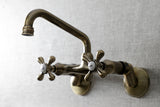 Kingston Brass KS213AB Kingston Two Handle Wall Mount Kitchen Faucet, Antique Brass