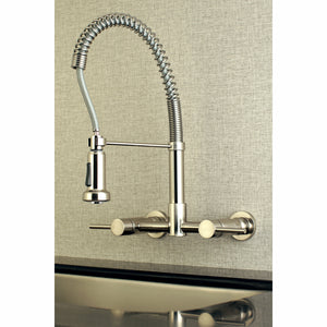 Gourmetier GS8188DL Concord 2-Handle Wall Mount Pull-Down Kitchen Faucet, Brushed Nickel