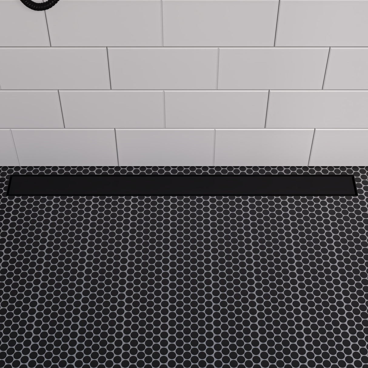 ALFI brand 36" Black Matte Stainless Steel Linear Shower Drain with Solid Cover