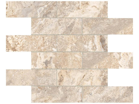 Anatolia Tile 2X6 Antico Ivory Matte Porcelain Brick Mosaics. 1 Sheet = .96 Sq. Ft. 4501-0008-0 (63-467) Ivory Brick 2x6 - premium natural stone mosaic tile from Anatolia Tile, available at PoshHaus showroom in Keene, NH