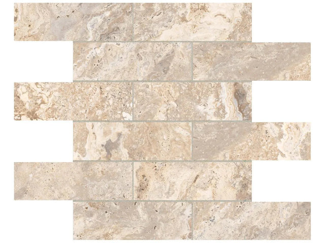 Anatolia Tile 2X6 Antico Ivory Matte Porcelain Brick Mosaics. 1 Sheet = .96 Sq. Ft. 4501-0008-0 (63-467) Ivory Brick 2x6 - premium natural stone mosaic tile from Anatolia Tile, available at PoshHaus showroom in Keene, NH