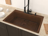 ANZZI SK-028 Lydia Drop-in Handmade Copper 33 in. 4-Hole Single Bowl Kitchen Sink in Hammered Antique Copper