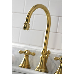 Kingston Brass KS2987AX Governor Widespread Bathroom Faucet with Brass Pop-Up, Brushed Brass