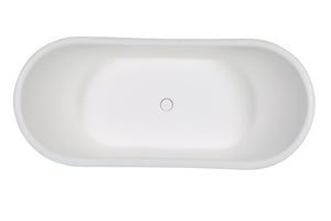 67" White Matte Pedestal Solid Surface Resin Bathtub