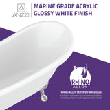 ANZZI FT-CF130LXFT-CH 69.29” Belissima Double Slipper Acrylic Claw Foot Tub in White