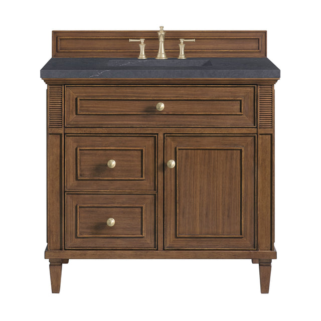 Lorelai 36" Single Vanity, Mid-Century Walnut w/ 3 CM Charcoal Soapstone Silestone Top