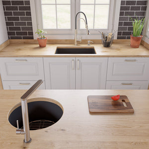 Black Matte 27" x 18" Fireclay Undermount / Drop In Firelcay Kitchen Sink
