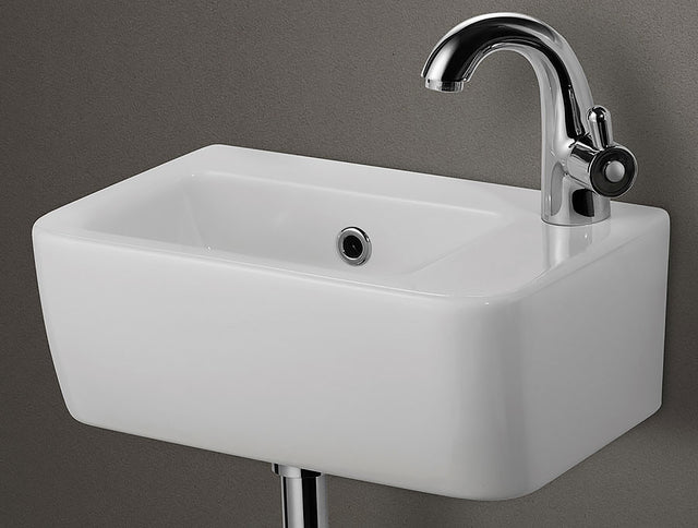 ALFI brand AB101 Small White Wall Mounted Ceramic Bathroom Sink Basin