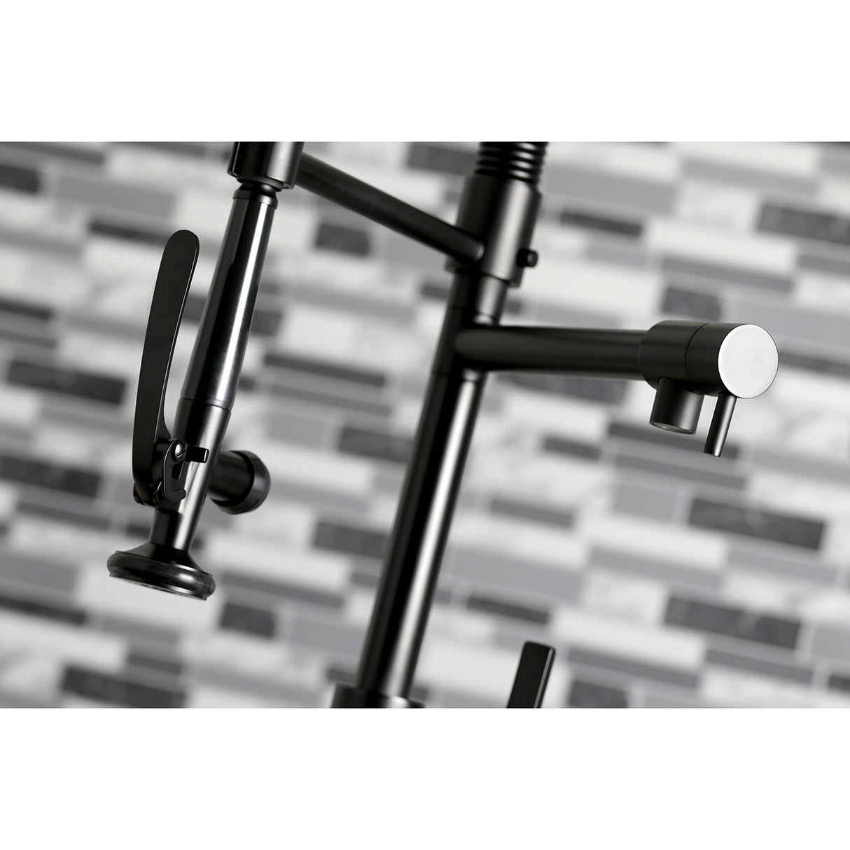 Gourmetier LS8500CTL Continental Single-Handle Pre-Rinse Kitchen Faucet, Matte Black