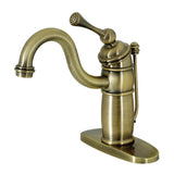 Kingston Brass KB1403BL Victorian Single-Handle Bathroom Faucet with Pop-Up Drain, Antique Brass