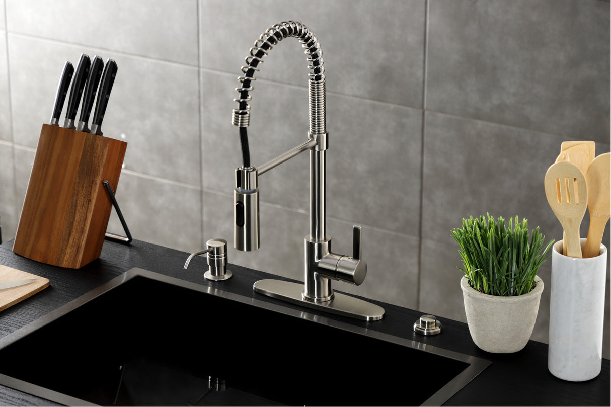 Gourmetier LS8778CTL Continental Single-Handle Pre-Rinse Kitchen Faucet, Brushed Nickel