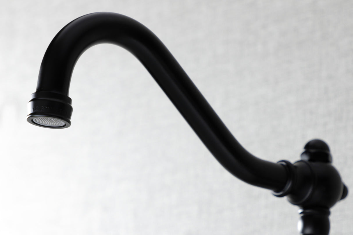 Kingston Brass KS3240AX Vintage Wall Mount Bathroom Faucet, Matte Black