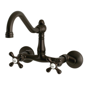Kingston Brass KS3225AX Vintage 6" Adjustable Center Wall Mount Kitchen Faucet, Oil Rubbed Bronze