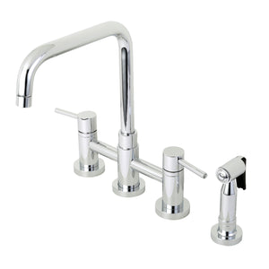 Kingston Brass KS8281DLBS Concord Bridge Kitchen Faucet with Brass Sprayer, Polished Chrome