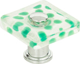 Atlas Homewares Emerald Polka Dot Glass Knob 1 1/2 Inch Polished Chrome