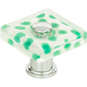 Atlas Homewares Emerald Polka Dot Glass Knob 1 1/2 Inch Polished Chrome