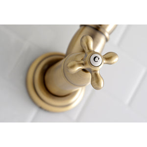 Kingston Brass KS3103AX Restoration Wall Mount Pot Filler Kitchen Faucet, Antique Brass