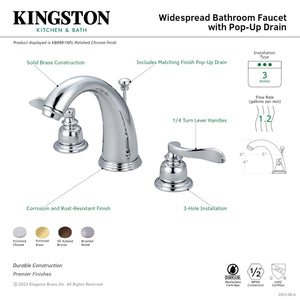 Kingston Brass KB8982NFL 8 in. Widespread Bathroom Faucet, Polished Brass