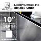 ANZZI K-AZ3320-4A Elysian Farmhouse Stainless Steel 33 in. 0-Hole 60/40 Double Bowl Kitchen Sink in Brushed Satin