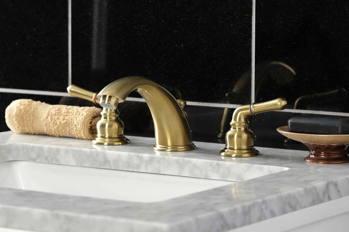 Kingston Brass KB967SB Magellan Widespread Bathroom Faucet with Retail Pop-Up, Brushed Brass