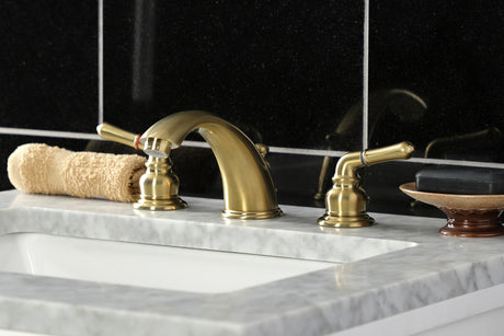 Kingston Brass KB967SB Magellan Widespread Bathroom Faucet with Retail Pop-Up, Brushed Brass
