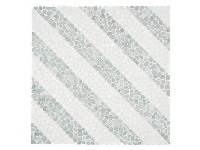 Anatolia Cabana Jade Axis - Patterned Pebble Tumbled Marble Mosaic - 1 Sheet = 1 Sqft 5001-0455-0 Jade Axis - premium natural stone mosaic tile from Anatolia Tile, available at PoshHaus showroom in Keene, NH