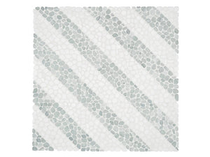 Cabana Jade Axis - Patterned Pebble Tumbled Marble Mosaic 1 Sheet = Sqft