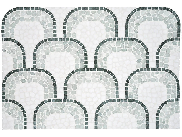 Anatolia Cabana Jade Flow - Patterned Pebble Tumbled Marble Mosaic - 1 Sheet = .829 Sqft 5001-0457-0 Jade Flow - premium natural stone mosaic tile from Anatolia Tile, available at PoshHaus showroom in Keene, NH