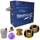 SteamSpa Royal 9 KW QuickStart Acu-Steam Bath Generator Package with Built-in Auto Drain in Polished Gold RY900GD-A