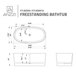 ANZZI FT-AZ505 Roccia 5.1 ft. Solid Surface Center Drain Freestanding Bathtub in Matte White