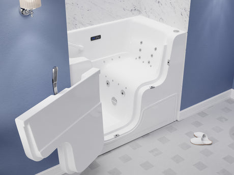 Left Drain FULLY LOADED Wheelchair Access Walk-in Tub with Air and Whirlpool Jets Hot Tub | Quick Fill Waterfall Tub Filler with 6 Setting Handheld Shower Sprayer | Including Aromatherapy, LED Lights, V-Shaped Back Jets, and Auto Drain | 2953WCLWD