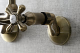 Kingston Brass KS213AB Kingston Two Handle Wall Mount Kitchen Faucet, Antique Brass