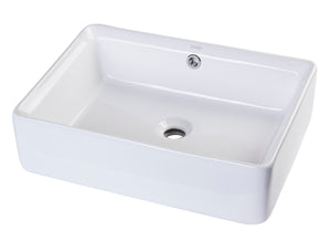 EAGO BA131  20" RECTANGULAR CERAMIC ABOVE MOUNT BASIN VESSEL SINK