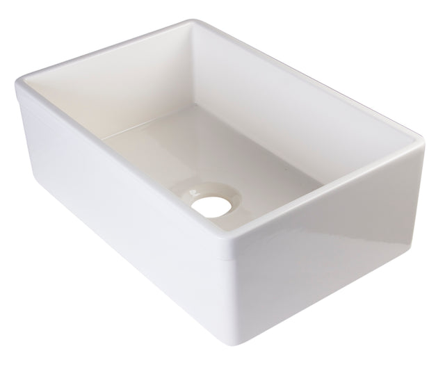 ALFI brand AB511-B Biscuit 30" Decorative Lip Apron Single Bowl Fireclay Farmhouse Kitchen Sink
