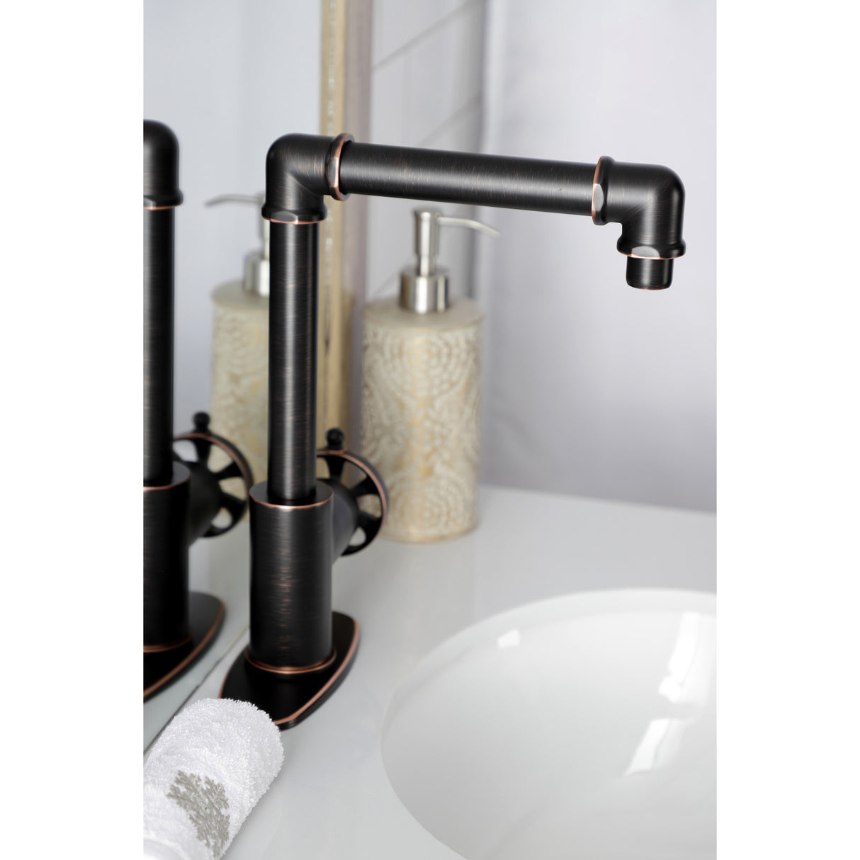 Kingston Brass KSD144RXNB Belknap Single-Handle Bathroom Faucet with Push Pop-Up, Naples Bronze