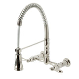 Gourmetier GS1246AL Heritage Two-Handle Wall-Mount Pull-Down Sprayer Kitchen Faucet, Polished Nickel