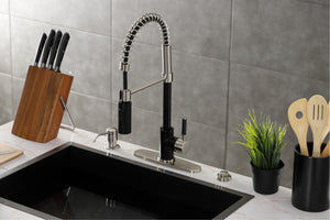 Gourmetier LS8779DKL Kaiser Single-Handle Pre-Rinse Kitchen Faucet, Matte Black/Brushed Nickel