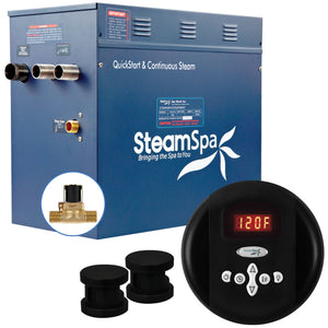 SteamSpa Oasis 12 KW QuickStart Acu-Steam Bath Generator Package with Built-in Auto Drain in Matte Black OA1200MK-A