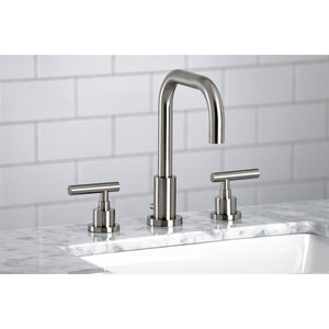 Kingston Brass FSC8938CML Manhattan Widespread Bathroom Faucet with Brass Pop-Up, Brushed Nickel